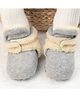Neska Moda Fur Detailed Colour Blocked Velcro Closure Booties - Grey & Beige