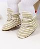 Neska Moda Striped Velcro Closure Booties - Khaki & White
