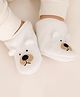 Neska Moda Fur & Bear Face Applique Detailed Velcro Closure Booties - White