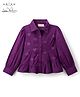 Arias Cotton Woven Full Sleeves Shirt Style Top with Hearts Studded Sequin & Frill Detailing - Purple