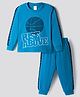 Taeko Single Jersey Knit Full Sleeves T-Shirt & Lounge Pant Set with Sport Print - Blue