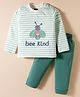 Mini Taurus Sinker Knit Full Sleeves Night Suit With Bee Print - Green