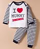 Mini Taurus Sinker Knit Full Sleeves Night Suit With Text Print - Navy Blue
