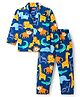 Babyhug Cotton Knit Full Sleeves Co-ords Night Suit With Animal Print - Navy Blue