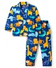 Babyhug Cotton Knit Full Sleeves Co-ords Night Suit With Animal Print - Navy Blue