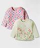Tango Single Jersey Knit Full Sleeves T-Shirts With Floral & Butterfly Print Pack of 2 - Light Green & Peach