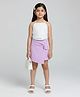 Taffykids Net Knit Sleeveless Threadwork Embroidered Halter Neck Crop With Skort Set - White & Lilac