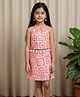 Taffykids 100% Cotton Woven Sleeveless Floral Printed Printed Crop Top & Slit Skirt Set - Red & White