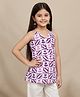 Taffykids 100% Cotton Woven Sleeveless Abstract Printed Top - Purple