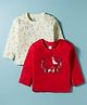 Tango Single Jersey Knit Full Sleeves T-Shirts With Teddy Bear Print Pack of 2 - Red & Light Green