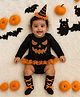 Tipy Tipy Tap Halloween Theme Lycra Spooky Pumpkin Costume Set With Headband & Socks - Black & Orange