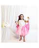 Tipy Tipy Tap Halloween Theme Sleeveless Fairy Costume Set With Hair Band & Gloves Set - Pink & White