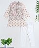 The Magic Wand Cotton Woven Full Sleeves Floral Printed Kurta & Pyjama With Jacket Set - Off White