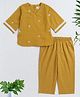 The Magic Wand Cotton Woven Three Fourth Sleeves Geometric Printed Top Pant Set - Mustard