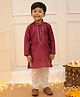 KID1 Cotton Woven Full Sleeves Abstract Embroidered Kurta Pyjama Set - Maroon