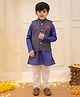 KID1 Woven Full Sleeves Solid Kurta Pyjama With Sequins Embellished Jacket Set - Navy Blue