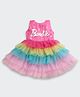Barbie by Tiny Girl Woven Sleeveless Brand Name Printed Layered Dress - Hot Pink