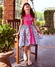 Barbie by Tiny Girl Woven Sleeveless Beads Designed Brand Name Embellished Dress - Hot Pink