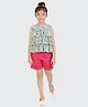 Barbie by Tiny Girl Woven Sleeveless Doodle Art Printed Layered Top & Short Set - Turquoise Green