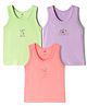 Zero Knit Sleeveless Vest With Unicorn & Puppy Print Pack Of 3 - Plum Light Green & Pink