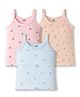 Zero Sinker Knit Sleeveless Slips with Floral Print Pack of 3 - Light Blue Peach & Pink