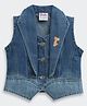 Barbie by Tiny Girl Denim Woven Mattel Featuring Sleeveless Characters Back Printed Mild Washed Jacket - Blue