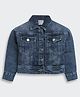 Barbie by Tiny Girl Denim Woven Full Sleeves Beads Embellished Brand Name Designed Jacket - Blue
