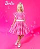 Barbie by Tiny Girl Woven Sleeveless Typography Printed Dress - Pink