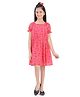 Barbie by Tiny Girl Woven Mattel Featuring Half Puffed Sleeves Fruits & Characters Printed Dress - Hot Pink