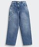 Barbie by Tiny Girl Denim Brand Name Printed Mild Washed Straight Fit Jeans - Blue