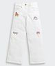 Barbie by Tiny Girl Denim Rainbow & palm Tree Patch Detailed Flared Jeans - White