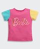 Barbie by Tiny Girl Half Sleeves Colour Blocked & Typography Printed Tee - Pink