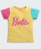Barbie by Tiny Girl Half Sleeves Colour Blocked & Typography Printed Tee - Yellow