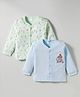 Tango Interlock Knit Full Sleeves Front Open Jhablas With Tree & Little Camper Text Print Pack of 2 - Light Green & Light Blue