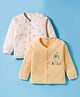 Tango Interlock Knit Full Sleeves Front Open Jhablas With Animal Print Pack of 2 - Yellow & Peach