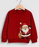 Bubble Berry Knit Christmas Theme Full Sleeves Santa Claus Printed Oversized Winter Sweatshirt - Dark Red