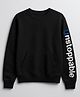 Bubble Berry Knit Full Sleeves Unstoppable Text Printed On Sleeve Oversized Light Winter Sweatshirt - Black