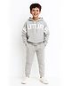Bubble Berry Knit Full Sleeves Future Text Printed Hooded Oversized Winter Sweatshirt & Joggers Set - Grey