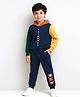 Bubble Berry Knit Full Sleeves Sports Car Printed Hooded Oversized Winter Sweatshirt & Joggers Set - Blue Red & Yellow