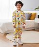 Anthrilo Fleece Knit Full Sleeves Dinosaur Printed Coordinating Winter Sweatshirt & Jogger Set - Off White