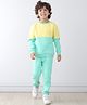 Anthrilo Fleece Knit Full Sleeves Colour Blocked Winter Sweatshirt With Joggers Set - Yellow & Green