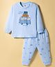 Zero Interlock Knit Full Sleeves Night Suit With Vehicle Print - Light Blue