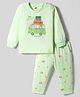 Zero Interlock Knit Full Sleeves Night Suit With Vehicle Print - Lime Green