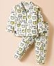 Enfance Core Full Sleeves Teddy Bear Printed Coordinating Nightsuit Set - Green