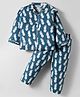 Enfance Core Full Sleeves Pineapple Printed Coordinating Nightsuit Set - Blue