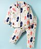 Enfance Core Full Sleeves Abstct Faces  Printed Coordinating Nightsuit Set - White