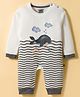 Mini Taurus Interlock Knit Full Sleeves Romper With Whale Print - Grey