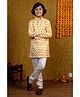 BT DEZINES Cotton Blend Woven Full Sleeves Chevron Printed Kurta Pyjama Set - Yellow & White