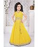 Lagorii Silk Woven Sleeveless Floral Sequins Embellished Lehenga Choli - Yellow