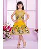 Lagorii Silk Woven Sleeveless Palace Embroidered & Sequins Embellished Top Skirt Set - Yellow